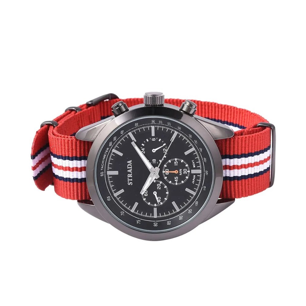 STRADA Watch with Multi Color Stripe Pattern - Picture 4 of 5